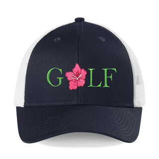 Azalea Golf Snapback Hat Masters Inspired Embroidered Cap Unisex #M112VL-BBLU-GFAZ24 - Navy - Trucker Hat - Men’s