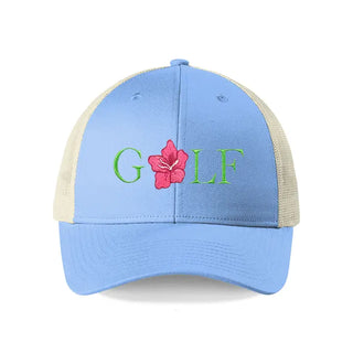 Azalea Golf Snapback Hat Masters Inspired Embroidered Cap Unisex #M112VL-BBLU-GFAZ24 - Baby Blue - Trucker Hat - Men’s