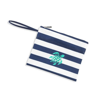 Navy Stripe Mint Turtle Wet Bag #M726VL-STNAVY-TUR24