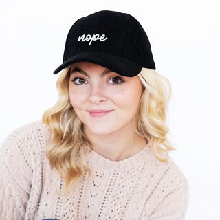 Nope Black Corduroy Cap #M193VL-CORD-NOPE