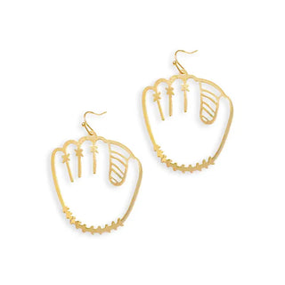 Ballpark Baseball Earrings #VLJE2781-MITT - Dangle Earrings