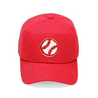 Baseball Glitter Patch Hat Sparkle Gameday Cap for Women Girls #L190-PBASE - Red - Baseball Cap - Women’s
