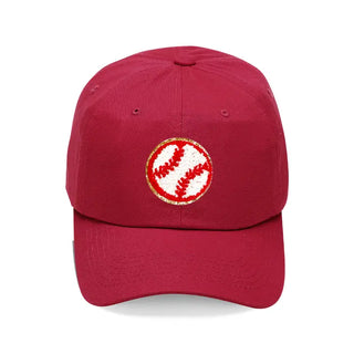 Baseball Glitter Patch Hat Sparkle Gameday Cap for Women Girls #L190-PBASE - Garnet - Baseball Cap - Women’s