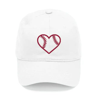Baseball Heart Embroidered Hat Game Day Cap for Sports Lovers #M190VL-WHT-AQHRTBB - Garnet - Baseball Cap - Women’s