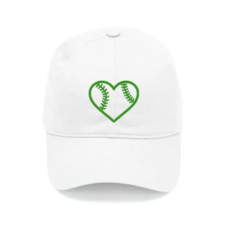 Baseball Heart Embroidered Hat Game Day Cap for Sports Lovers #M190VL-WHT-AQHRTBB - Green - Baseball Cap - Women’s