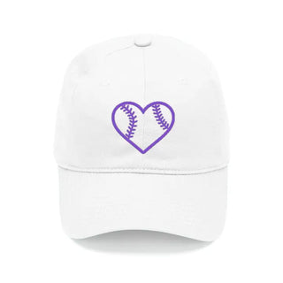 Baseball Heart Embroidered Hat Game Day Cap for Sports Lovers #M190VL-WHT-AQHRTBB - Purple - Baseball Cap - Women’s