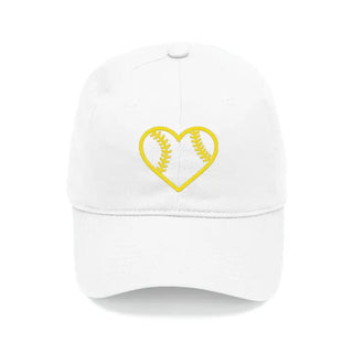 Baseball Heart Embroidered Hat Game Day Cap for Sports Lovers #M190VL-WHT-AQHRTBB - Gold - Baseball Cap - Women’s