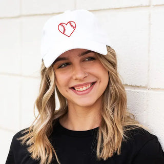 Baseball Heart Embroidered Hat Game Day Cap for Sports Lovers #M190VL-WHT-AQHRTBB - Baseball Cap - Women’s