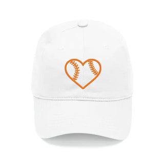 Baseball Heart Embroidered Hat Game Day Cap for Sports Lovers #M190VL-WHT-AQHRTBB - Orange - Baseball Cap - Women’s