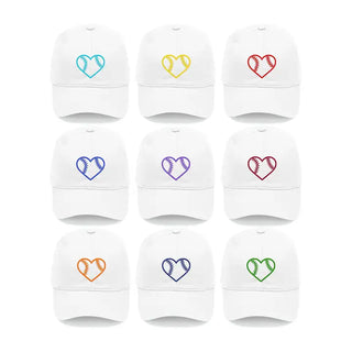 Baseball Heart Embroidered Hat Game Day Cap for Sports Lovers #M190VL-WHT-AQHRTBB - Baseball Cap - Women’s