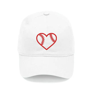 Baseball Heart Embroidered Hat Game Day Cap for Sports Lovers #M190VL-WHT-AQHRTBB - Red - Baseball Cap - Women’s