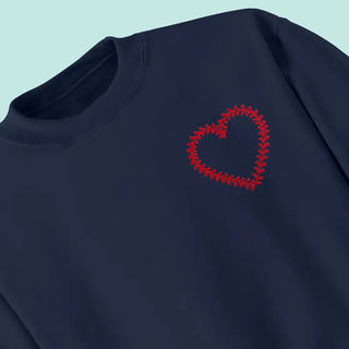 Baseball Laces Heart Embroidered Sweatshirt #MSW-ASHLG-BHRT - Sweatshirt - Women’s