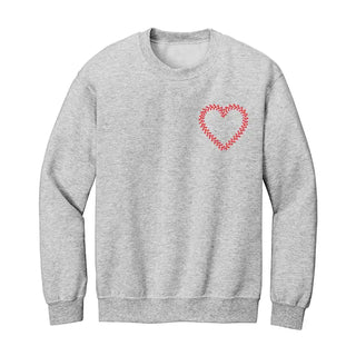 Baseball Laces Heart Embroidered Sweatshirt #MSW-ASHLG-BHRT - Sweatshirt - Women’s