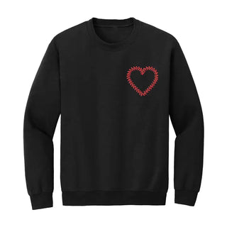 Baseball Laces Heart Embroidered Sweatshirt #MSW-ASHLG-BHRT - Sweatshirt - Women’s