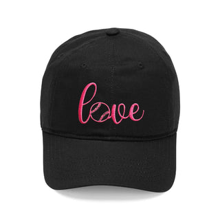 Baseball Softball Love Hat Embroidered Game Day Cap for Women #M190VL-BALLLOVE - Black - Baseball Cap - Women’s