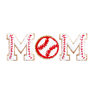 Baseball White Red & Gold Varsity Single Letter Chenille Patch #ABC-BASEB