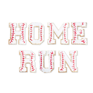 Baseball White Red & Gold Varsity Single Letter Chenille Patch #ABC-BASEB