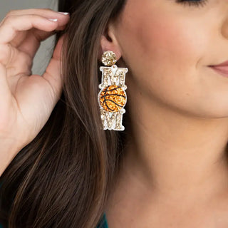 Basketball Mom Earrings #VLJE323-BASKMOM - Dangle Earrings