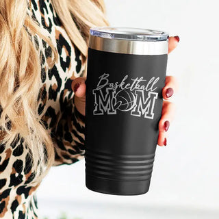Basketball Mom Tumbler 20oz Insulated Cup Sports Mom Game Day Gift #TWB20-BASKMOM23-BLK - Insulated Mug/Tumbler