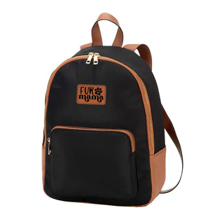 Fur Mama Black Nylon Lauren Backpack #L799-BLK-P102-FURM