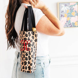 Single Initial Leopard Wine Bag 14 pc Set #PACK-102LPRD-VINE