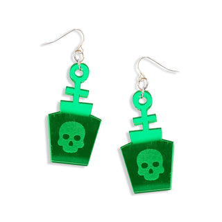 Mirrored Green Poison Earrings #ACE-300SV-POIS-MRGRN
