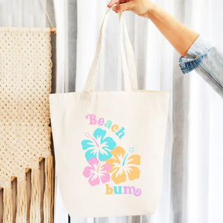 Beach Bum Large Canvas Tote Coastal Beach Travel Shopping Everyday Bag #HPT2518-BBUM - Tote Bag - Women’s