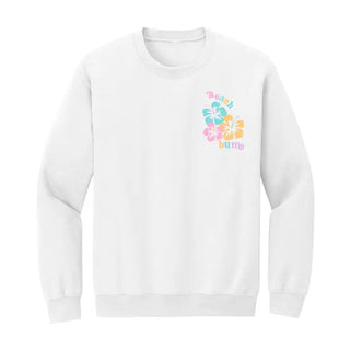 Beach Bum Sweatshirt Coastal Ocean Vacation Cozy Pullover #HPSW-NAVY-HTBBUM - White / Large - Graphic Sweatshirt
