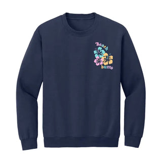Beach Bum Sweatshirt Coastal Ocean Vacation Cozy Pullover #HPSW-NAVY-HTBBUM - Navy / Large - Graphic Sweatshirt