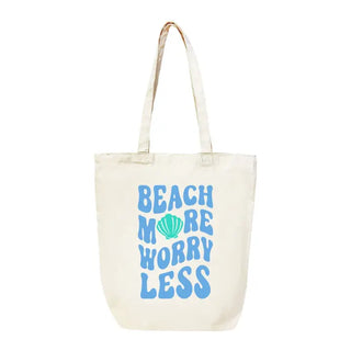 Beach More Large Canvas Tote Coastal Travel Shopping Vacation Carryall Bag #HPT2518-BMORE - Tote Bag - Women’s