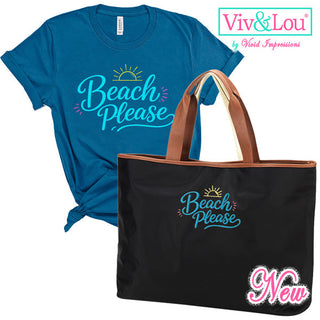 Beach Please Black Nylon Ally Tote Coastal Travel Shoulder Bag #M731K-BP - Tote Bag - Women’s