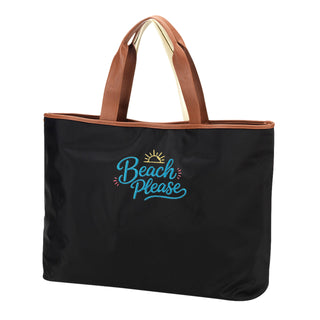Beach Please Black Nylon Ally Tote Coastal Travel Shoulder Bag #M731K-BP - Tote Bag - Women’s