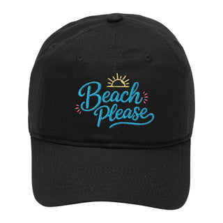 Beach Please Embroidered Sunset Cotton Baseball Cap Adjustable Hat #M190-BP - Black - Baseball Cap - Women’s