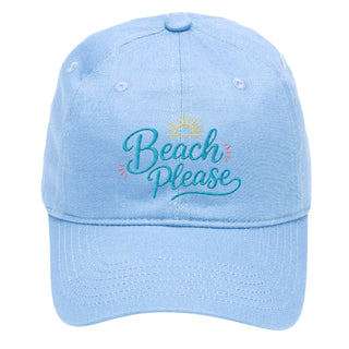 Beach Please Embroidered Sunset Cotton Baseball Cap Adjustable Hat #M190-BP - Light Blue - Baseball Cap - Women’s