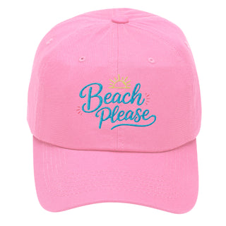 Beach Please Embroidered Sunset Cotton Baseball Cap Adjustable Hat #M190-BP - Light Pink - Baseball Cap - Women’s