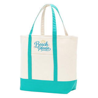 Beach Please Everyday Tote Canvas Beach Bag Coastal Travel Carryall #M733VL-BP-MINT - Tote Bag - Women’s