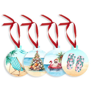 Beachy Little Christmas Ornament 4 pc Set #SO-RD4-BEACH - Ornament Set