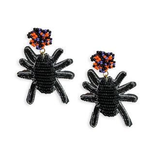 Beaded Spider Earrings Halloween Spooky Statement Jewelry Gift #VLJ0558-WEB - Dangle Earrings