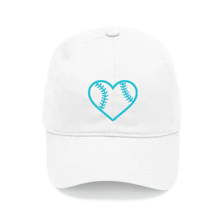 Heart Baseball White Cap #M190VL-WHT-AQHRTBB