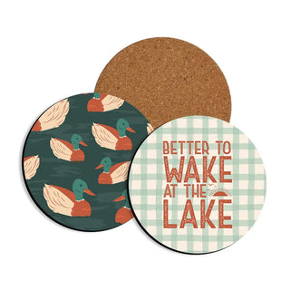 Better to Wake Up at the Lake Car Coaster 4 Pce Set Lake Life Gift #SHRC-WAKELAKE - Coasters