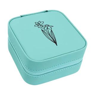 Birth Month Flower Jewelry Case #L2303&L2305-(Month) - December / Teal - Jewelry Box/Organizer