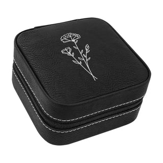 Birth Month Flower Jewelry Case #L2303&L2305-(Month) - January / Black - Jewelry Box/Organizer