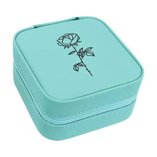Birth Month Flower Jewelry Case #L2303&L2305-(Month) - June / Teal - Jewelry Box/Organizer