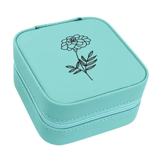 Birth Month Flower Jewelry Case #L2303&L2305-(Month) - October / Teal - Jewelry Box/Organizer