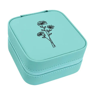 Birth Month Flower Jewelry Case #L2303&L2305-(Month) - September / Teal - Jewelry Box/Organizer