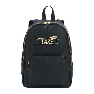 Black Backpack Stylish Travel Work School Everyday Bag #MG320-BLK - LAKE (gold) - Backpack - Women’s