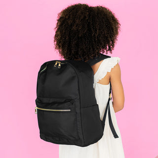 Black Charlie Backpack Cute School Travel Water Resistant Book Bag - Blank #M364VL-BLK