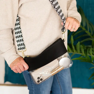 Black & Clear Wristlet Purse w/Removable Strap - Blank #M735VL-BLK