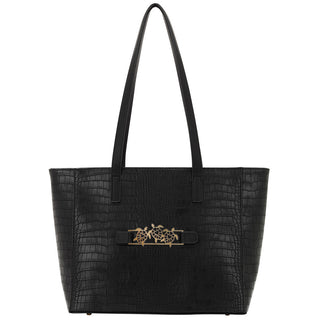 Black Crocodile Purse Crossbody Everyday Handbag with Snap off Acrylic Panel #MG700-BLKCROC - TURTLES - Tote Bag