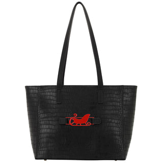 Black Crocodile Purse Crossbody Everyday Handbag with Snap off Acrylic Panel #MG700-BLKCROC - RED SLEIGH - Tote Bag